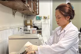Học viên thực hiện nghiên cứu khoa học tại Trường Đại học Khoa học Tự nhiên, Đại học Quốc gia Hà Nội. (Ảnh: Phạm Mai/Vietnam+) 