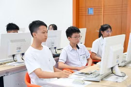 Thí sinh tham dự cuộc thi Toán học tuổi thơ. (Ảnh: Vietnam+)