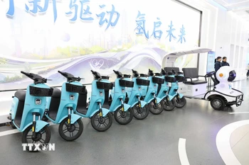 Xe đạp điện đáp ứng tiêu chuẩn mới của một doanh nghiệp tại Tây An, tỉnh Thiểm Tây (Trung Quốc). (Ảnh: Công Tuyên/TTXVN)