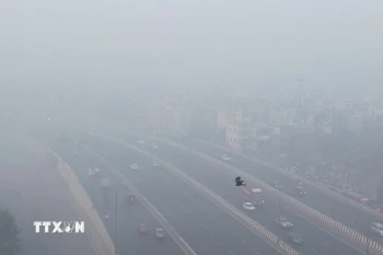 Ô nhiễm không khí nghiêm trọng tại thủ đô New Delhi, Ấn Độ ngày 14/12. (Ảnh: ANI/TTXVN)