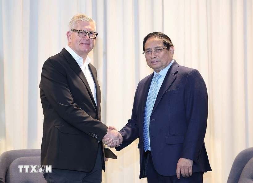 Thủ tướng Phạm Minh Chính tiếp ông Borje Ekholm, Chủ tịch kiêm Tổng Giám đốc điều hành Tập đoàn Ericsson. (Ảnh: Dương Giang/TXVN)