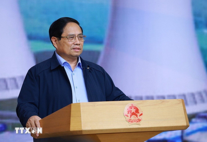 Thủ tướng Phạm Minh Chính, Trưởng Ban Chỉ đạo xây dựng nhà máy điện hạt nhân, chủ trì phiên họp lần thứ ba của Ban Chỉ đạo. (Ảnh: Dương Giang/TTXVN)