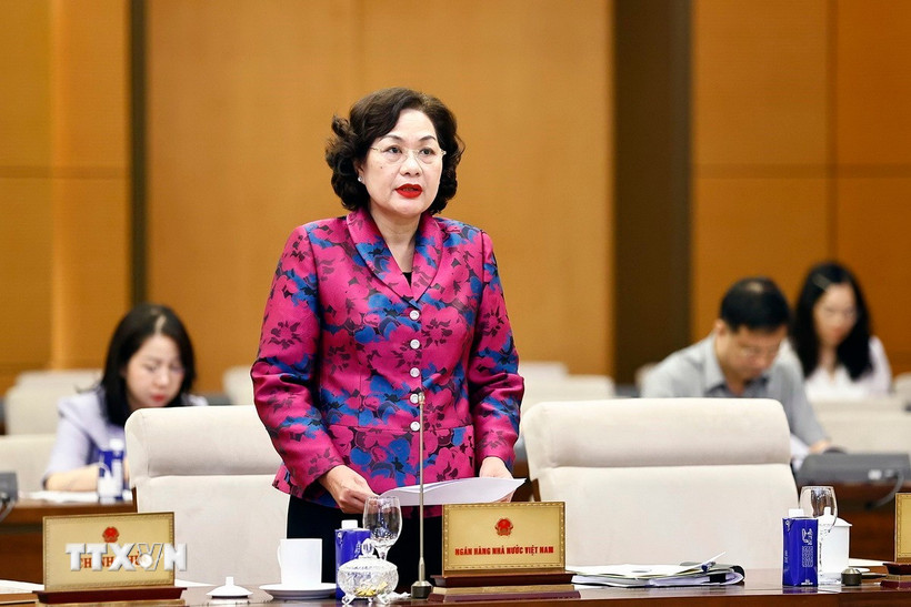 Thống đốc Ngân hàng Nhà nước Việt Nam Nguyễn Thị Hồng phát biểu. (Ảnh: Doãn Tấn/TTXVN)