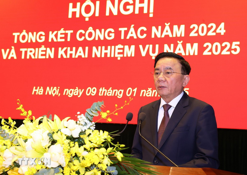 Thường trực Ban Bí thư, Chủ nhiệm Ủy ban Kiểm tra Trung ương Trần Cẩm Tú phát biểu chỉ đạo. (Ảnh: Văn Điệp/TTXVN)