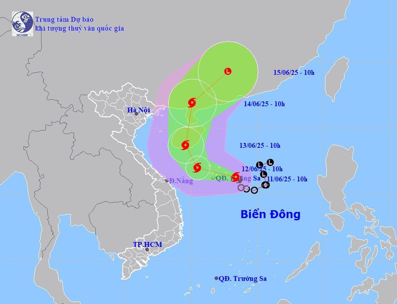 Vị trí và đường đi của bão số 1. (Nguồn: Trung tâm Dự báo Khí tượng Thủy văn Quốc gia)