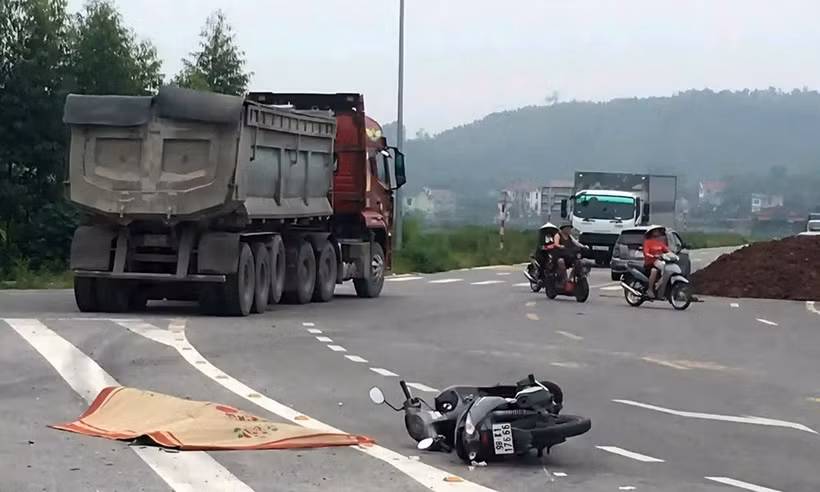 Hiện trường vụ tai nạn. (Nguồn: Báo Bắc Giang)