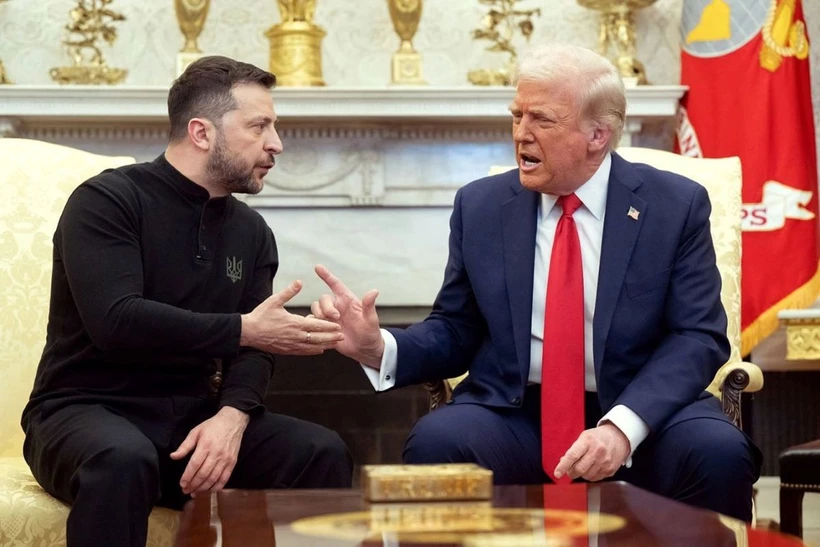 Tổng thống Mỹ Donald Trump và Tổng thống Ukraine Volodymyr Zelensky gặp nhau tại Phòng Bầu dục vào ngày 28/2. (Nguồn: AFP)