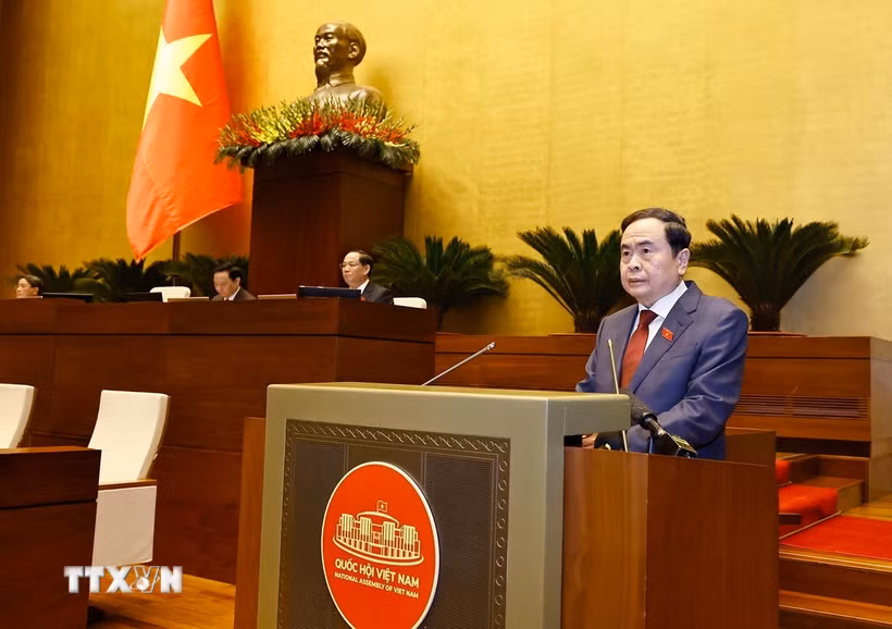 Chủ tịch Quốc hội Trần Thanh Mẫn phát biểu khai mạc Kỳ họp. (Ảnh: Doãn Tấn/TTXVN)