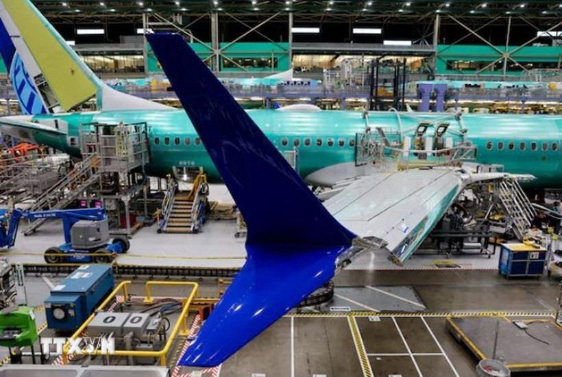 Máy bay Boeing 737 MAX được lắp ráp tại nhà máy của Boeing ở Renton, Washington. (Ảnh: REUTERS/TTXVN)