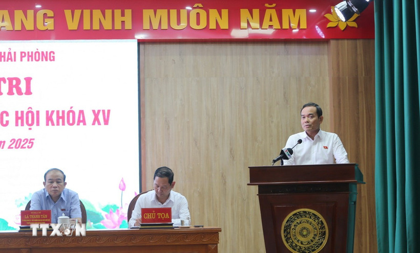 Ông Trần Lưu Quang, Bí thư Trung ương Đảng, Trưởng Ban Chính sách, chiến lược Trung ương phát biểu. (Ảnh: Minh Thu/TTXVN)