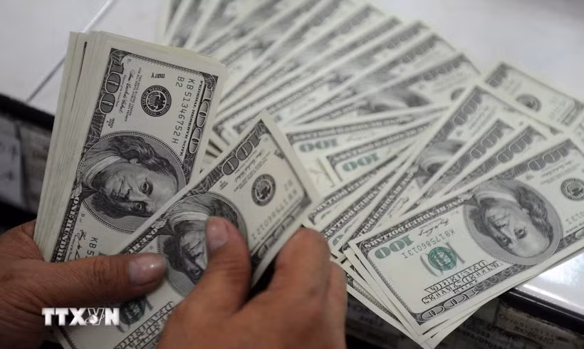 Kiểm tiền USD. (Ảnh: AFP/TTXVN)