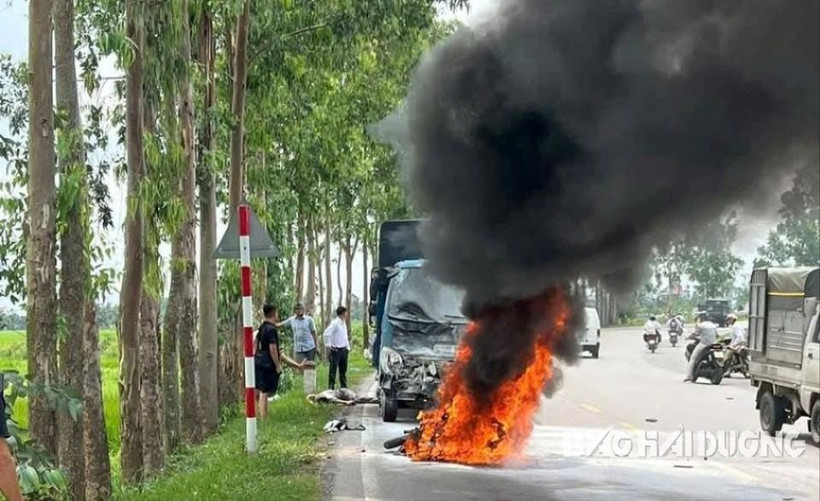 Hiện trường vụ tai nạn. (Nguồn: Báo Hải Dương)