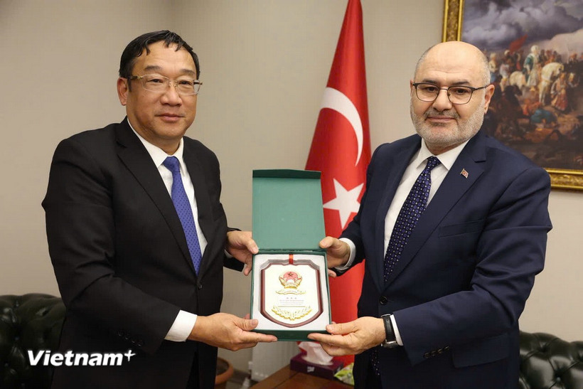 Thượng tướng Phạm Hoài Nam hội kiến Ngài Alpaslan Kavaklioglu, Thứ trưởng Bộ Quốc phòng Thổ Nhĩ Kỳ. (Nguồn: Vietnam+)