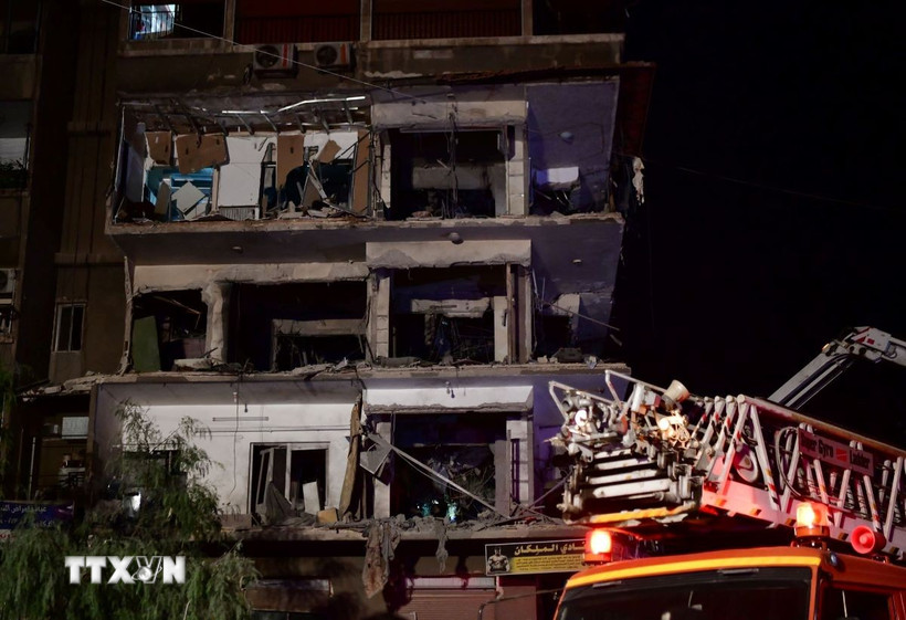 Cảnh đổ nát sau một vụ tấn công tại Damascus, Syria. (Ảnh: THX/TTXVN)