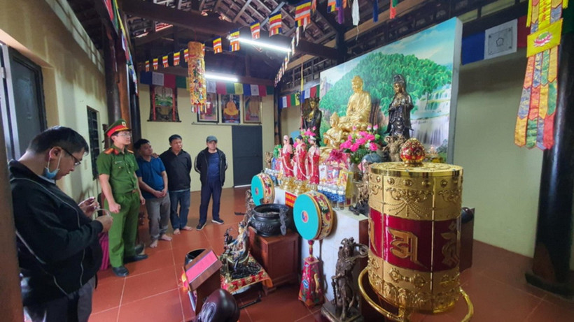 Khu miếu thờ nơi vợ chồng Tuấn và Nhớ lập nên tại địa bàn xã Ea Khal, huyện Ea H'leo để thực hiện hành vi mê tín dị đoan. (Ảnh: Công an cung cấp)