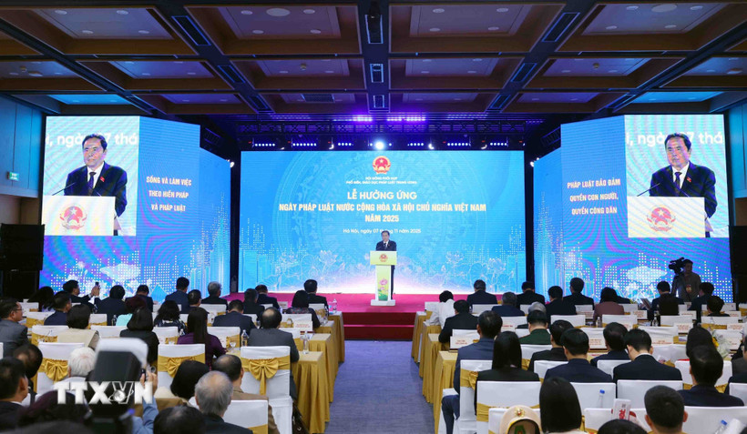 Chủ tịch Quốc hội Trần Thanh Mẫn phát biểu. (Ảnh: Phạm Kiên/TTXVN)