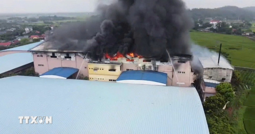 Hiện trường vụ cháy. (Ảnh: Hoàng Hùng/TTXVN)