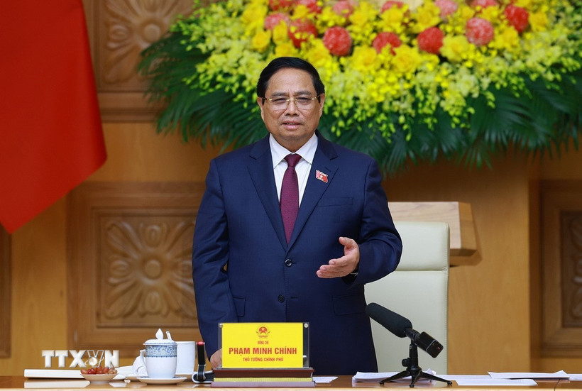 Thủ tướng Phạm Minh Chính, Chủ tịch Hội đồng Thi đua-Khen thưởng Trung ương, kết luận phiên họp lần thứ 14 của Hội đồng. (Ảnh: Dương Giang/TTXVN)