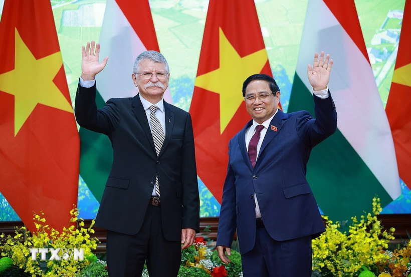 Thủ tướng Phạm Minh Chính hội kiến Chủ tịch Quốc hội Hungary Kover Laszlo đang có chuyến thăm chính thức Việt Nam. (Ảnh: Dương Giang/TTXVN)