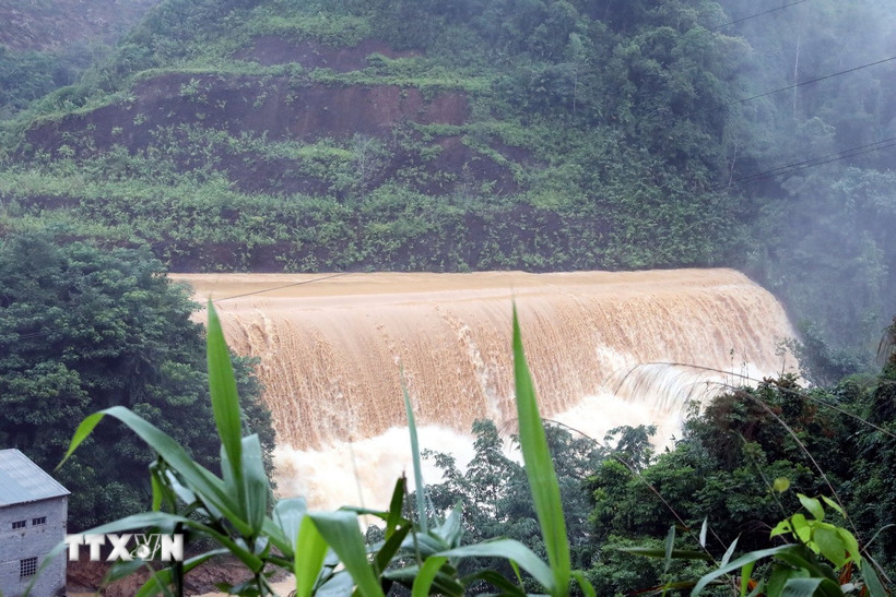 Khu vực đập tràn xả lũ đập thủy điện Bắc Khê 1, xã Tân Tiến, tỉnh Lạng Sơn. (Ảnh: Văn Đạt/TTXVN)