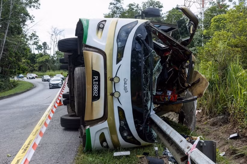 Hiện trường vụ tai nạn. (Nguồn: Bernama)