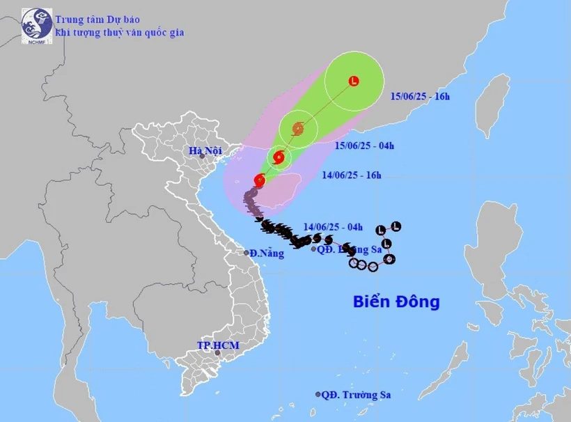 Vị trí và đường đi dự kiến của bão số 1. (Nguồn: Trung tâm Dự báo Khí tượng Thủy văn Quốc gia)
