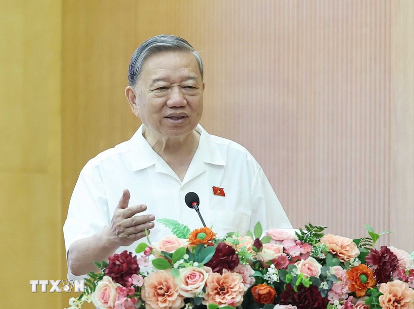 Tổng Bí thư Tô Lâm phát biểu trước cử tri. (Ảnh: Thống Nhất/TTXVN)