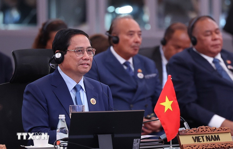 Thủ tướng Phạm Minh Chính phát biểu tại Hội nghị Cấp cao ASEAN-Hội đồng Hợp tác Vùng Vịnh (GCC) lần thứ hai. (Ảnh: Dương Giang/TTXVN)