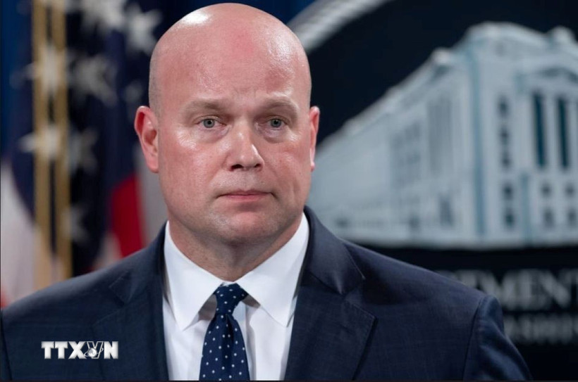 Đại sứ Mỹ tại NATO Matthew Whitaker trong một cuộc họp báo tại Washington DC. (Ảnh: Getty Images/TTXVN)