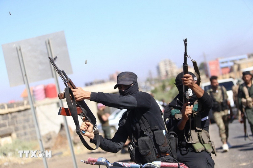 Lực lượng an ninh Syria tại tỉnh Sweida ngày 15/7. (Ảnh: THX/TTXVN)