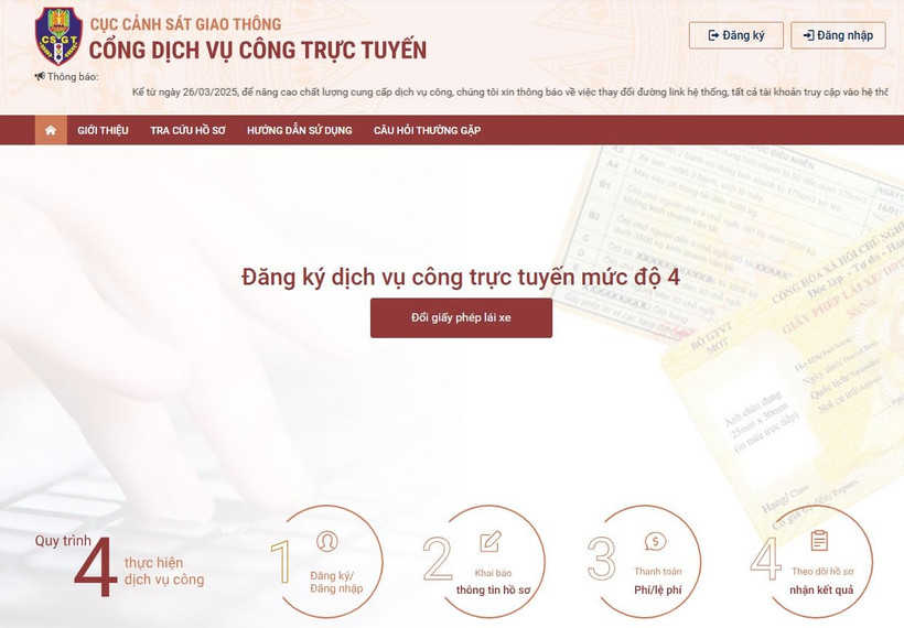 Vận hành trang thông tin mới cung cấp dịch vụ công về cấp, đổi giấy phép lái xe