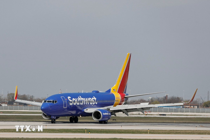 Máy bay của hãng hàng không Southwest Airlines tại sân bay quốc tế Midway ở Chicago, bang Illinois. (Ảnh: AFP/TTXVN)