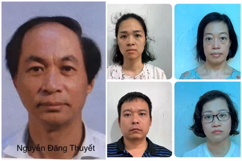 Bị can Nguyễn Đăng Thuyết và một số bị can khác. (Ảnh: Công an cung cấp)