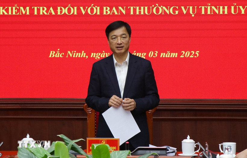 Ông Nguyễn Duy Ngọc, Ủy viên Bộ Chính trị, Bí thư Trung ương Đảng, Chủ nhiệm Ủy ban Kiểm tra Trung ương, kết luận tại Hội nghị. (Ảnh: Thanh Thương/TTXVN)