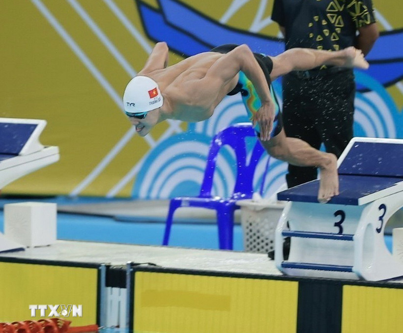 Thanh Bảo đã khẳng định sức mạnh ở nội dung sở trường. (Ảnh: Minh Quyết/TTXVN)