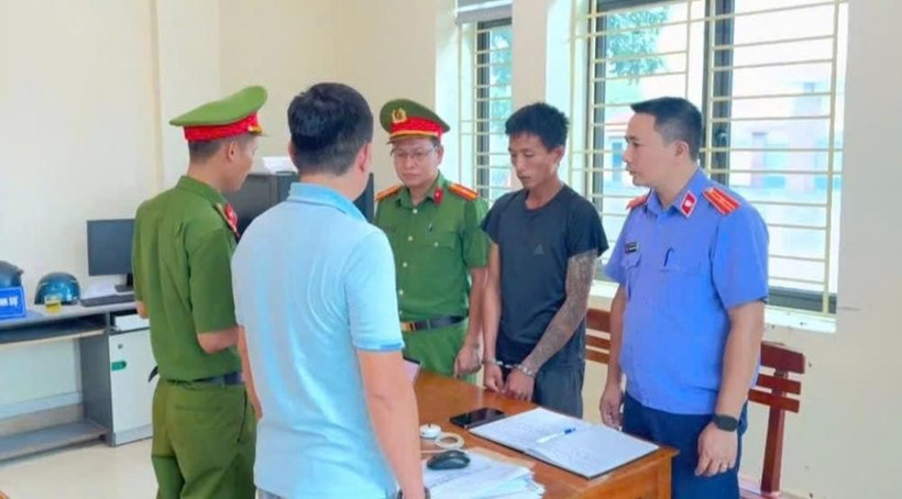 Đối tượng Nguyễn Văn Nam tại Cơ quan Điều tra. (Nguồn: Công an tỉnh Hà Tĩnh)