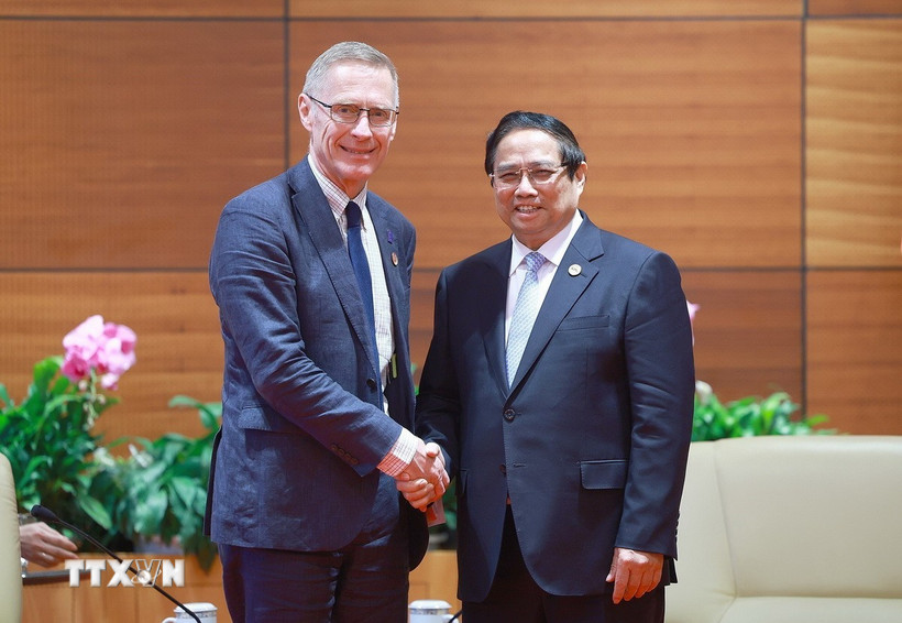 Thủ tướng Phạm Minh Chính tiếp ông Donal Brown, Phó Chủ tịch Quỹ Phát triển Nông nghiệp quốc tế (IFAD). (Ảnh: Dương Giang/TTXVN)