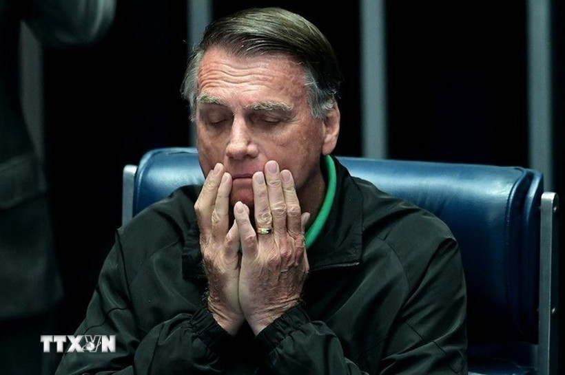 Cựu Tổng thống Brazil Jair Bolsonaro tại Brasilia. (Ảnh: THX/TTXVN)