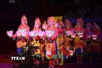 Tiết mục biểu diễn nghệ thuật tại Hội nghị. (Ảnh: Văn Dũng/TTXVN)