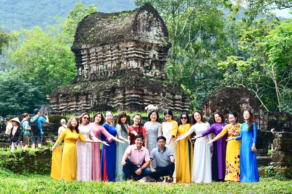 Tại Di sản Văn hóa Thế giới Mỹ Sơn ở tỉnh Quảng Nam. (Ảnh: Vietnam+)