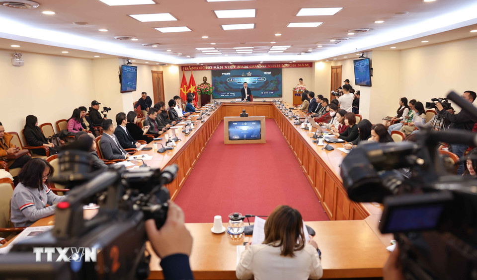 Báo Thể thao và Văn hoá (Thông tấn xã Việt Nam) công bố Giải Cống hiến lần thứ 19-năm 2025. (Ảnh: Thanh Tùng/TTXVN)