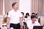 Giáo sư Nguyễn Ngọc Hà, Trưởng ban Đề thi Kỳ thi tốt nghiệp trung học phổ thông năm 2025 thông tin tại buổi họp báo. (Ảnh: Bộ GD-ĐT)