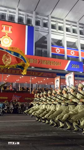 Lễ diễu hành kỷ niệm 73 năm Ngày Chiến thắng tại Bình Nhưỡng, Triều Tiên ngày 27/7/2026. (Ảnh: Yonhap/TTXVN phát)