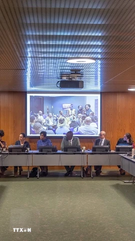 Một phiên họp bên lề cuộc họp lần thứ 6 của Hội nghị các Bên tham gia Công ước Minamata về Thủy ngân (COP-6). (Ảnh: TTXVN phát)