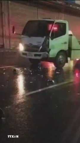 Hiện trường vụ tai nạn. (Ảnh: TTXVN phát)