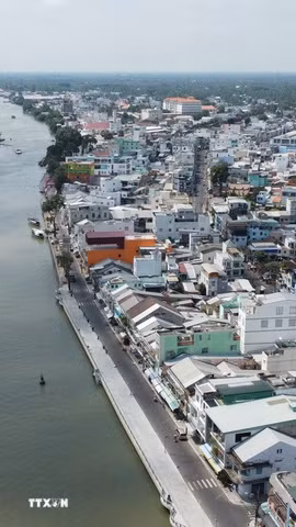 Một góc đô thị Sa Đéc (Đồng Tháp). (Ảnh: Nhựt An/TTXVN)
