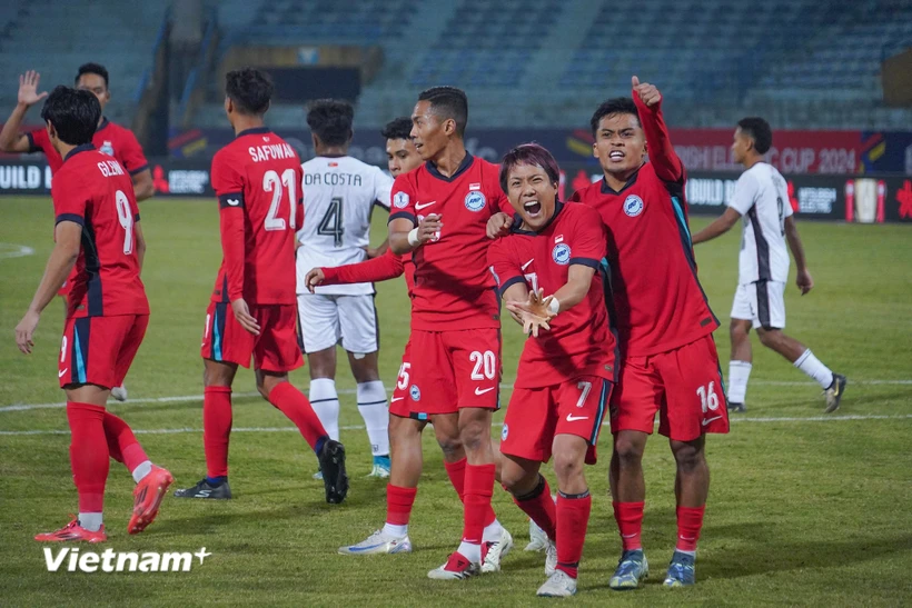 Đội tuyển Singapore giành quyền vào bán kết AFF Cup 2024 sau trận hòa 0-0 trên sân của Malaysia. (Ảnh: Việt Anh/Vietnam+)