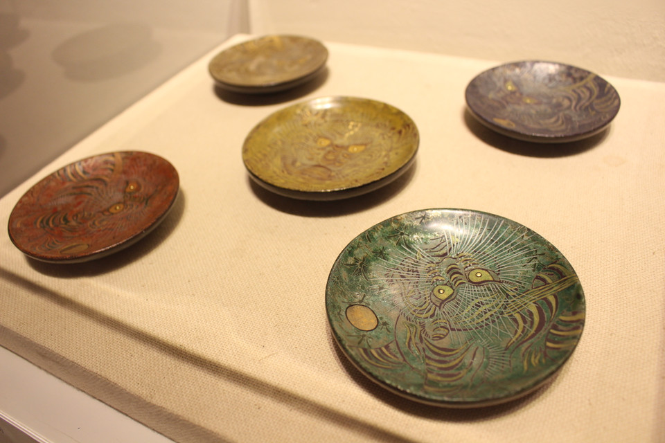 Tác phẩm 'Ngũ hổ-Ngũ hành' của Trương Hoàng Hải. (Ảnh: Minh Anh/Vietnam+)