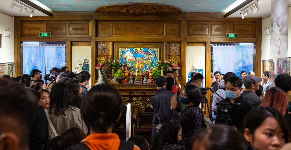 Đình cổ Nam Hương sau khi được phục dựng và tôn tạo đã được chọn làm nơi tổ chức triển lãm này. Ông Thế Sơn hy vọng nơi đây sẽ trở thành một không gian nghệ thuật. (Ảnh: Nguyễn Thế Sơn)