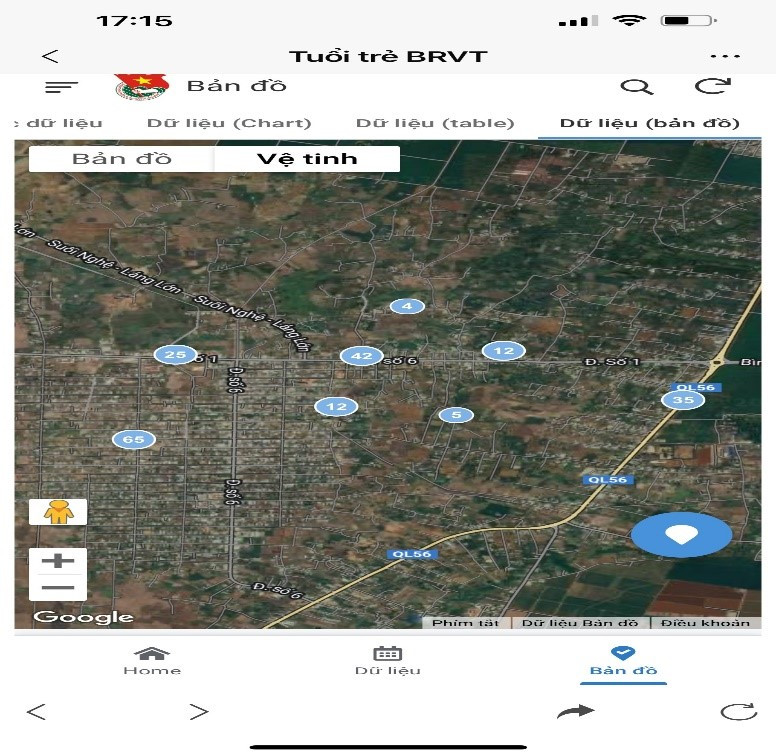 9. Công trình “Bản đồ số về quản lý cây xanh trồng mới của thanh niên” do Tỉnh đoàn Bà Rịa - Vũng Tàu đề xuất, các đơn vị cơ sở Đoàn tỉnh Bà Rịa - Vũng Tàu triển khai. (Ảnh: PV/Vietnam+)